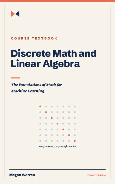 Cover of Discrete Math and Linear Algebra: The Foundations of Math for Machine Learning, by Megan Warren.
